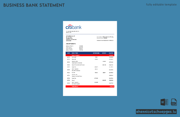 Organisationsdokumentation der Citibank USA (Word- und PDF-Beispiel)